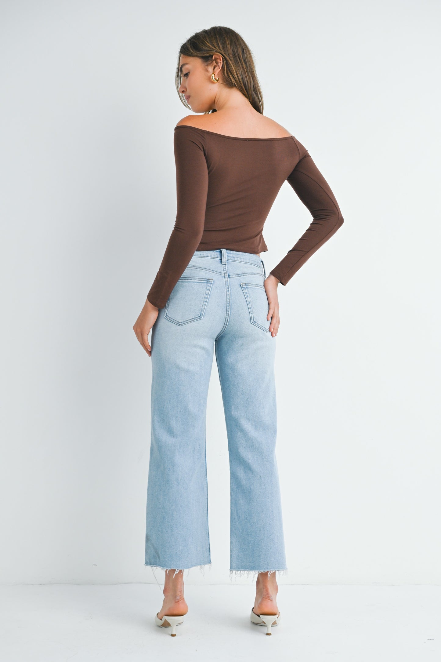 Slim Wide Leg Denim Pants