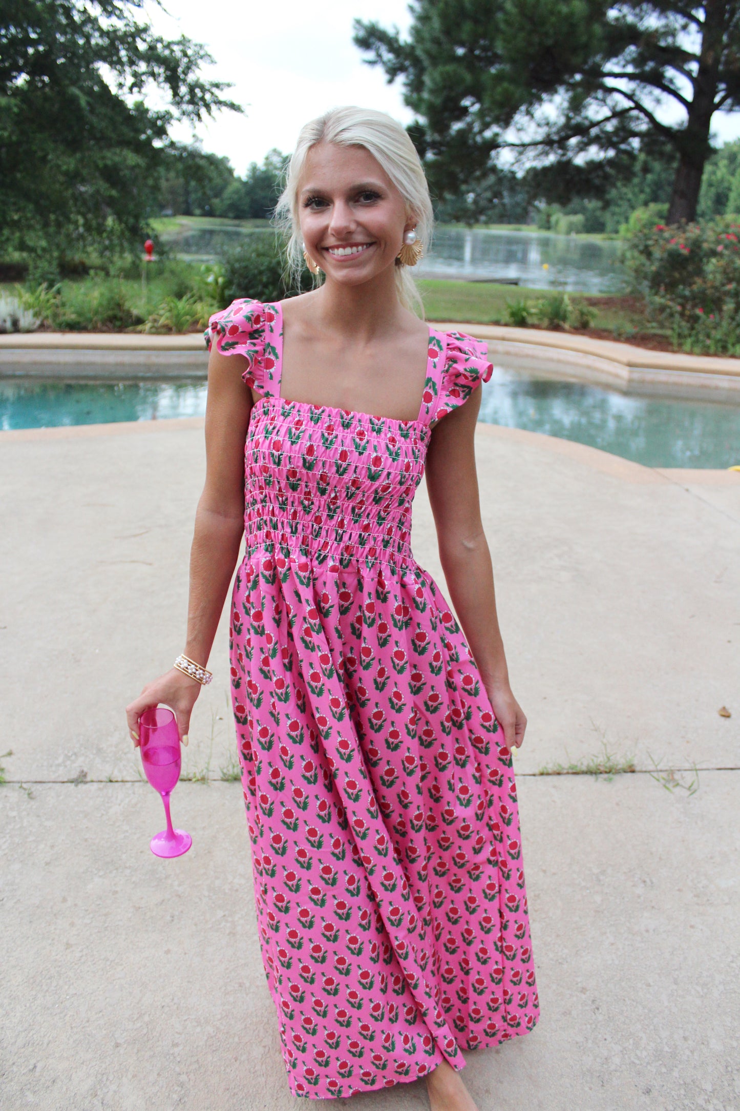 Floral Print Smocked Dress