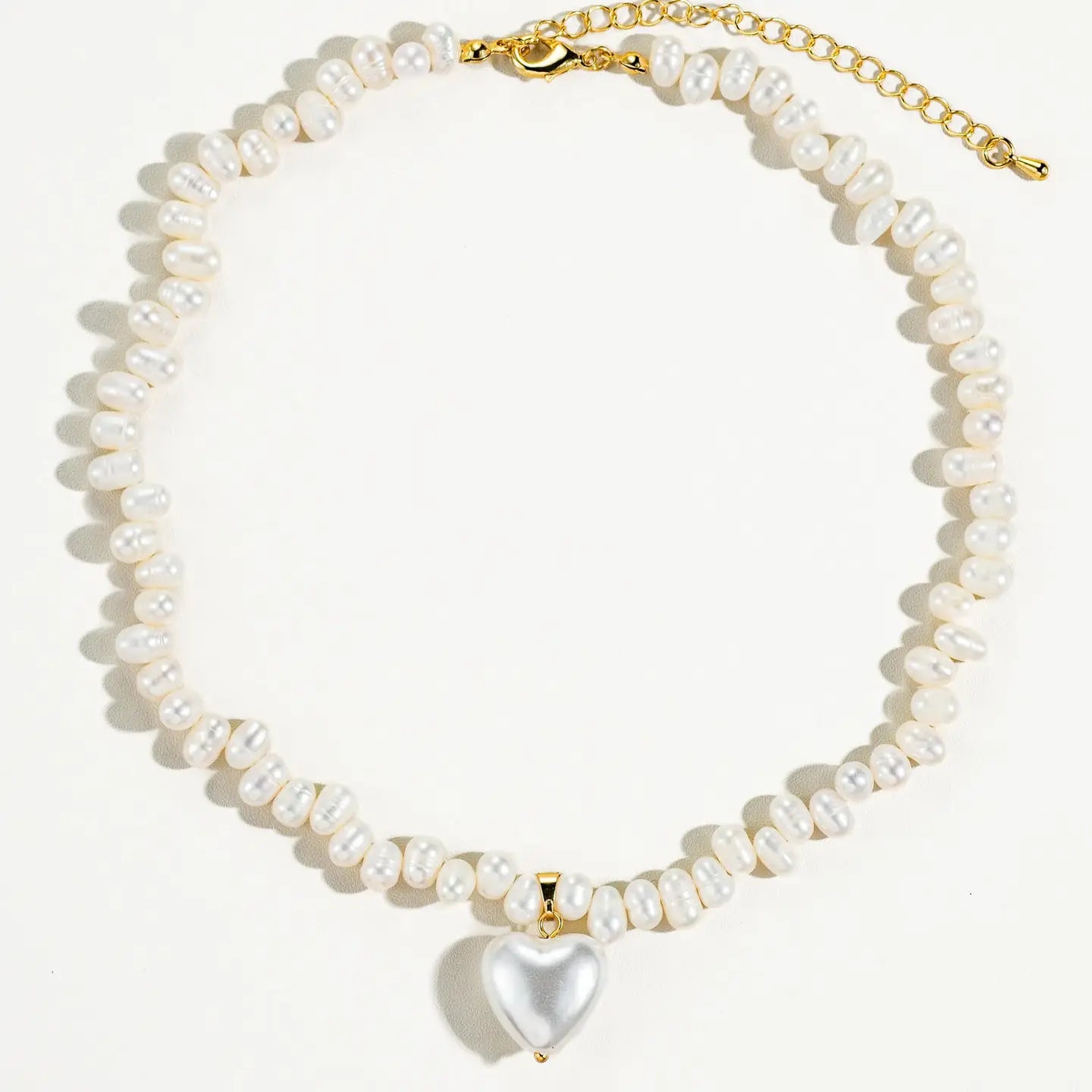 Agape 18k Gold Natural Pearl Heart Necklace